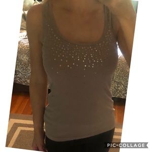 Light brown tank with sequin embellishments